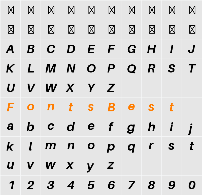 Aileron Bold Character Map