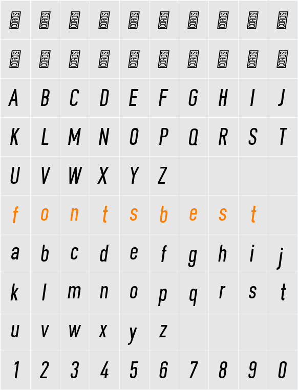 DIN COROS Character Map