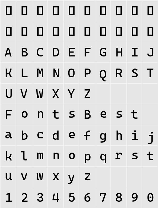 Cascadia Code Character Map