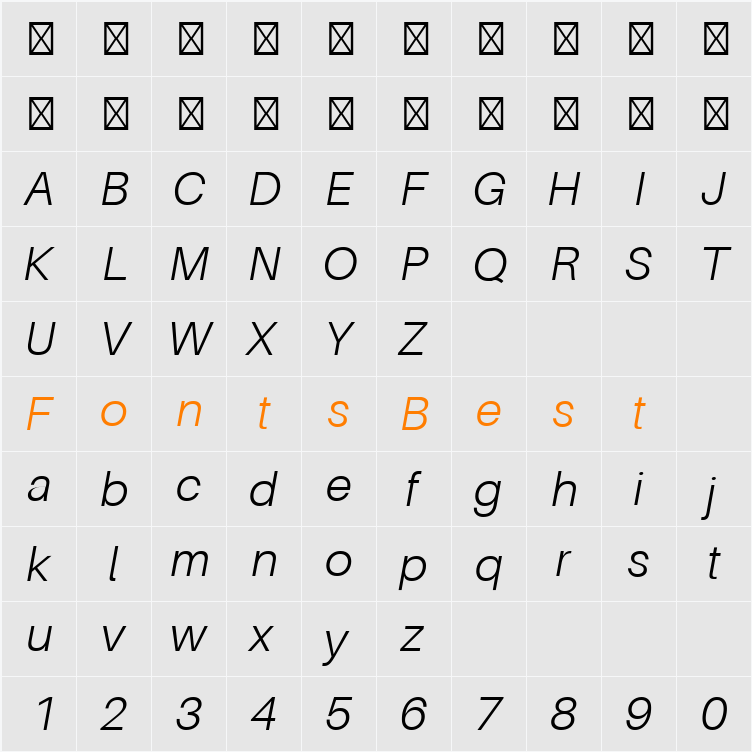 Aileron Light Character Map