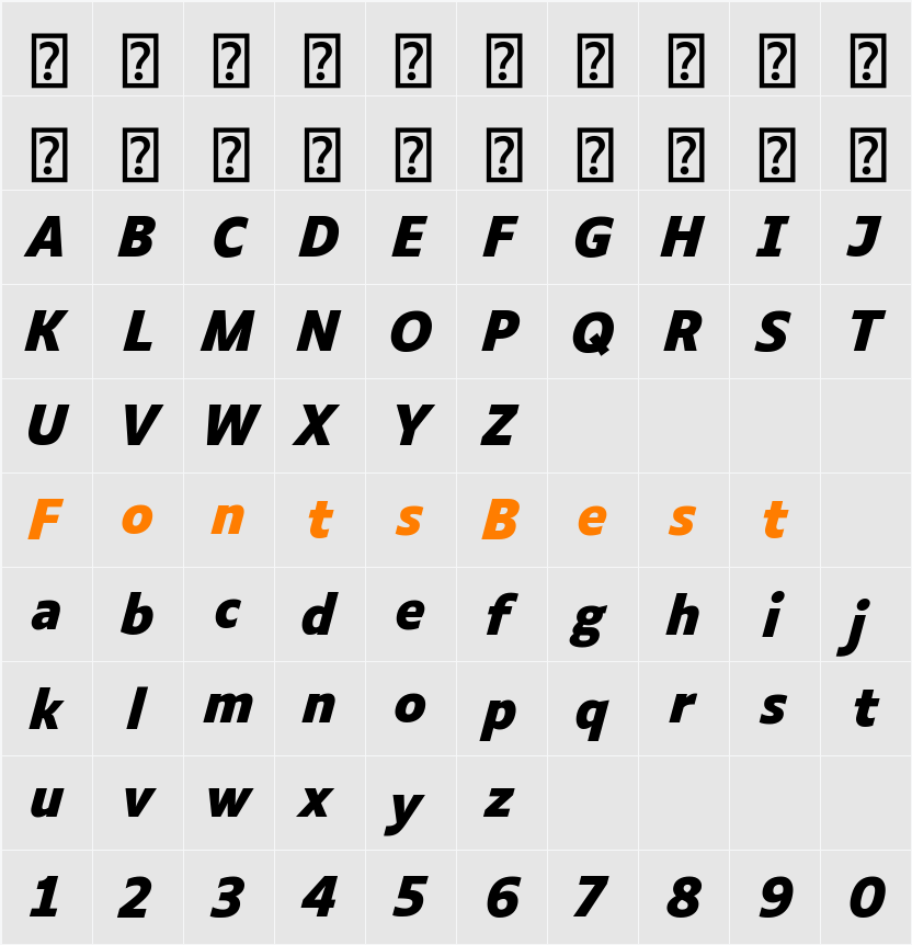 Luciole Character Map