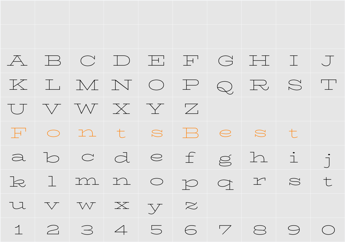 BioRhyme Expanded ExtraLight Character Map