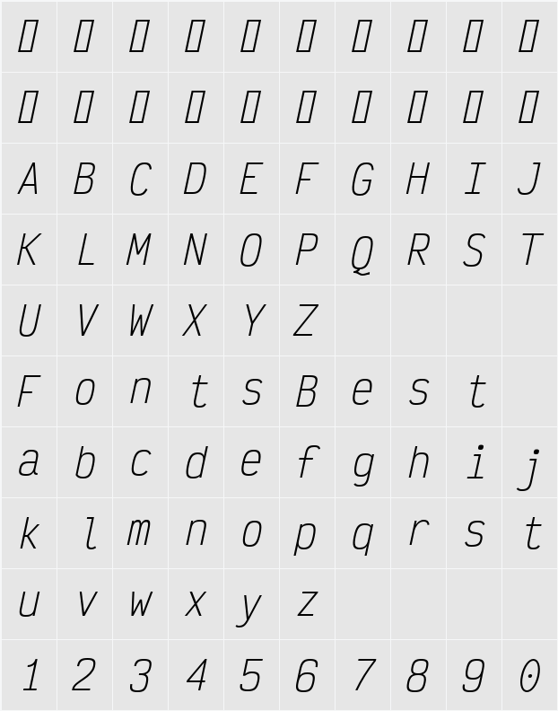 Victor Mono Light Character Map