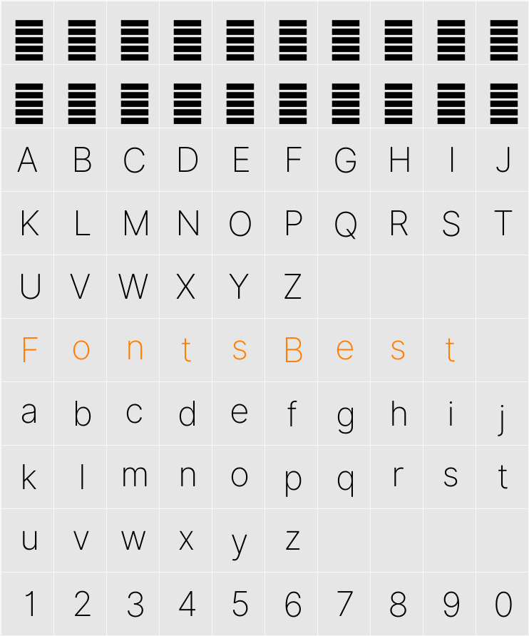 Inter Extra Light BETA Character Map