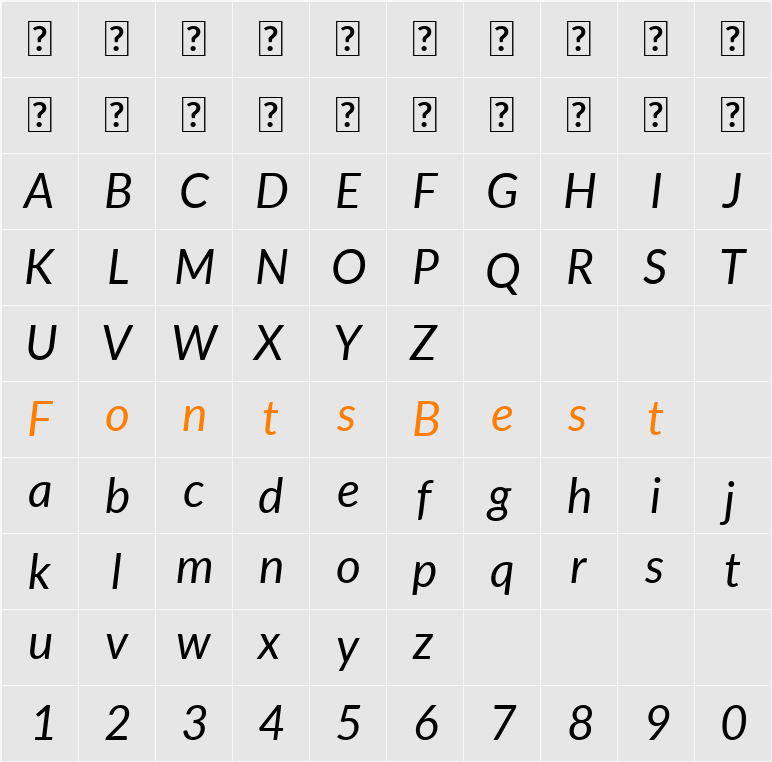 Lato Character Map