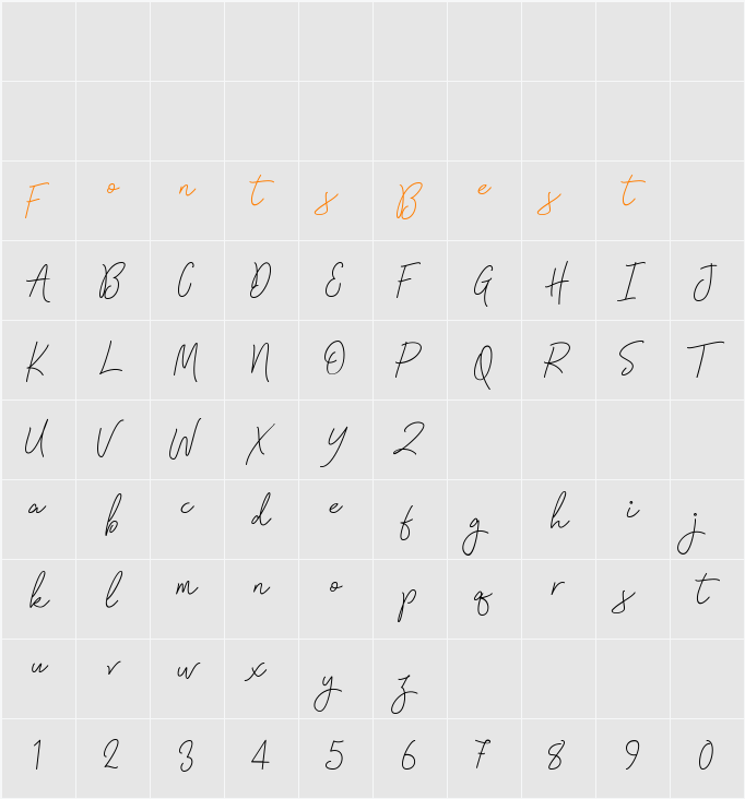 Signatura Monoline Script Character Map