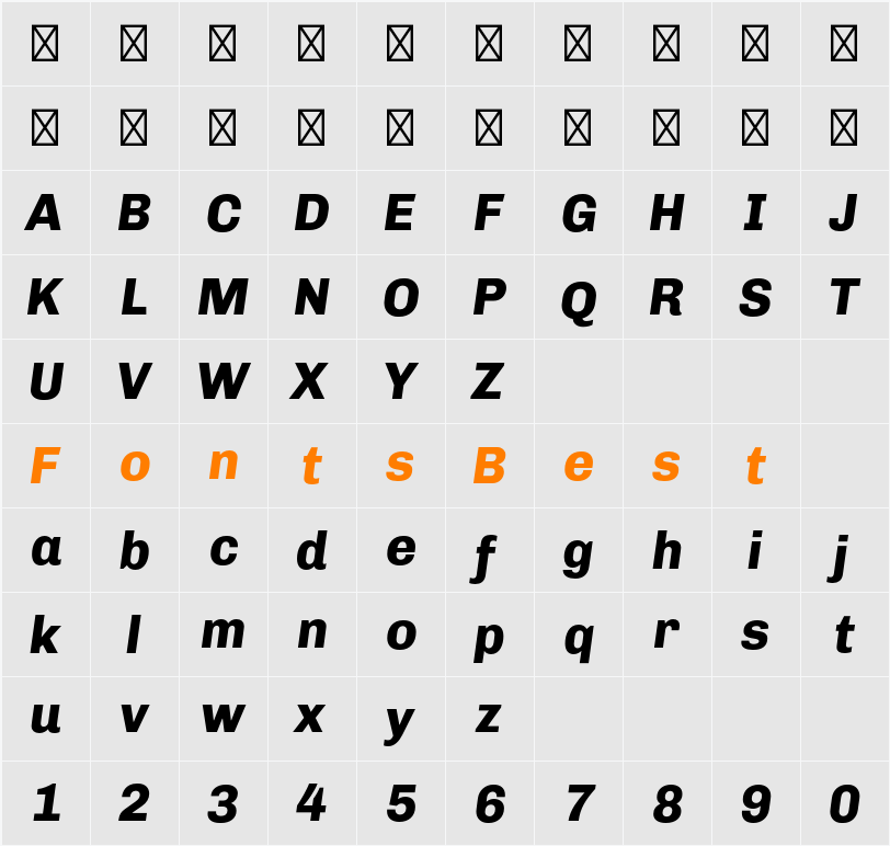 Chivo ExtraBold Italic Character Map