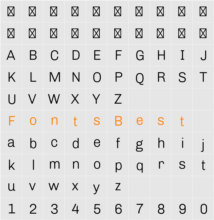 Chivo Light Character Map