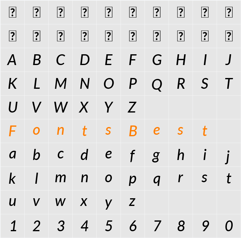 Lato Medium Character Map