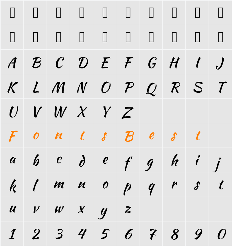 Kaushan Script Character Map