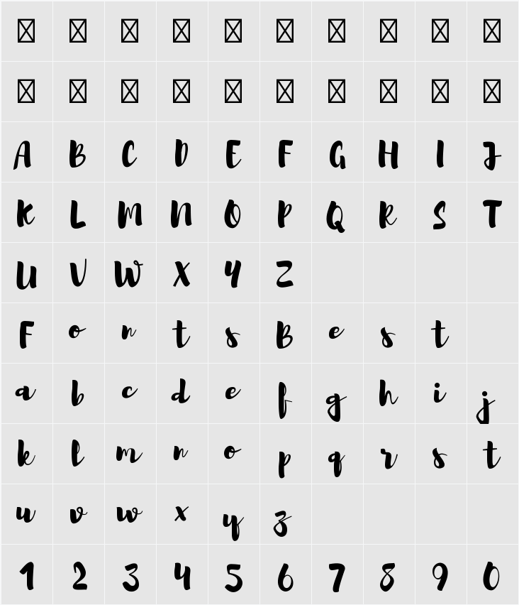 Brusher Character Map