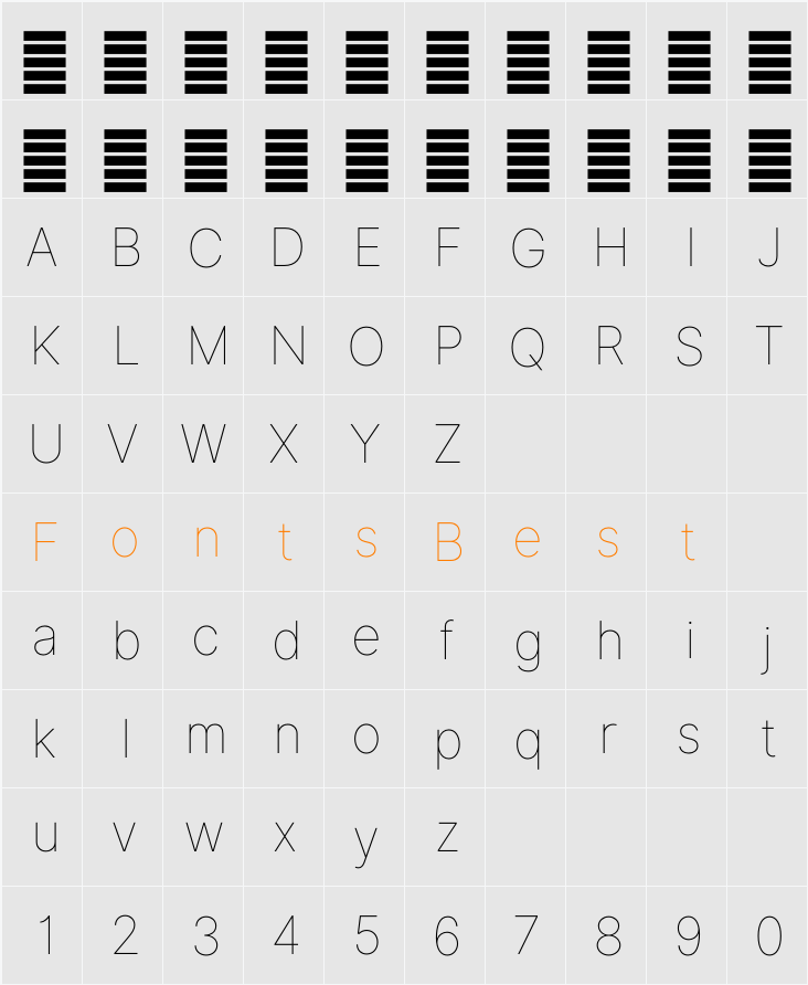 Inter Thin BETA Character Map