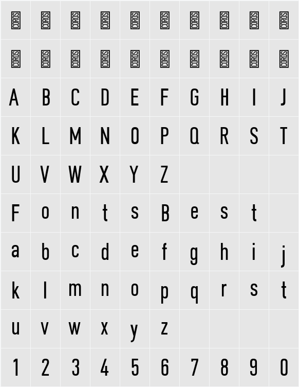 DIN COROS Character Map