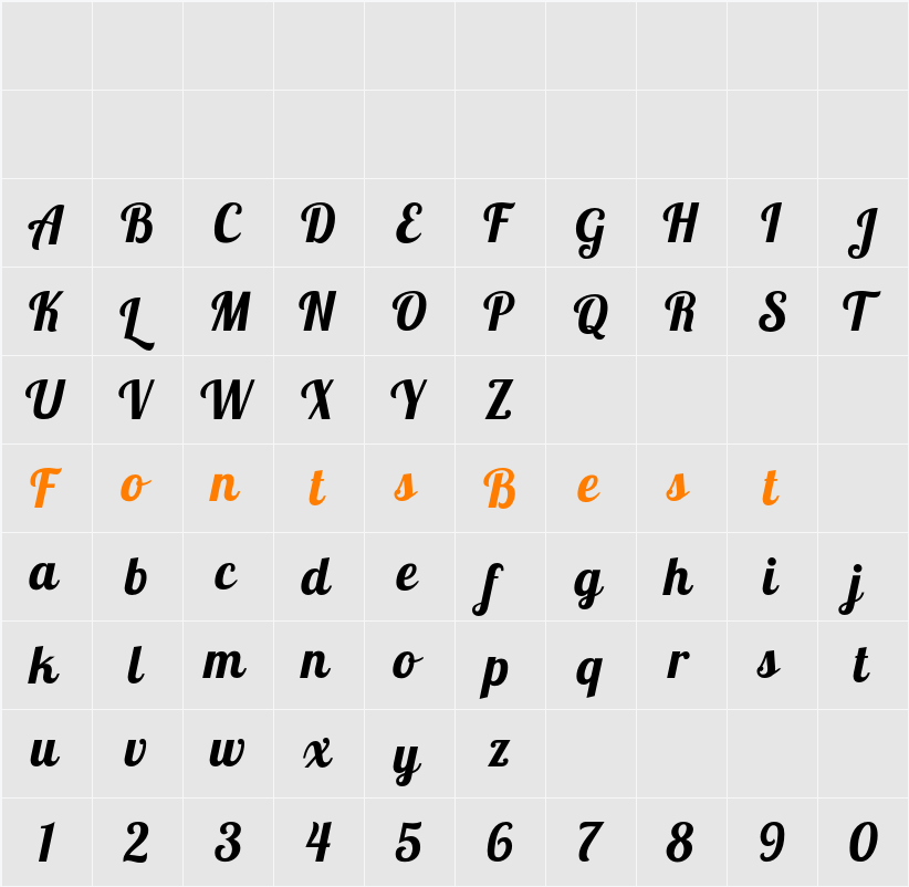 Lobster 1.4 Character Map