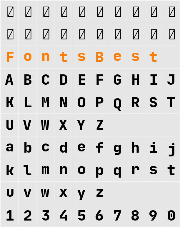 JetBrains Mono ExtraBold Character Map