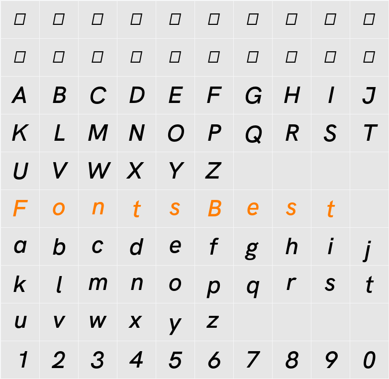 HK Grotesk SemiBold Italic Character Map