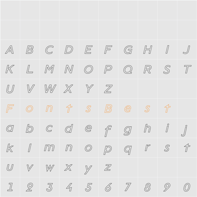 Lack Line Character Map