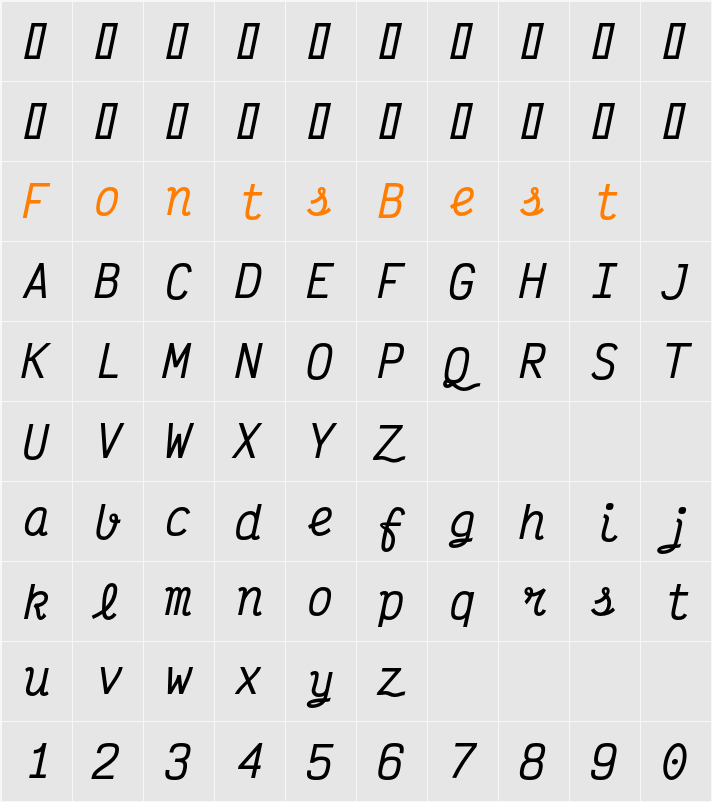 Victor Mono SemiBold Character Map