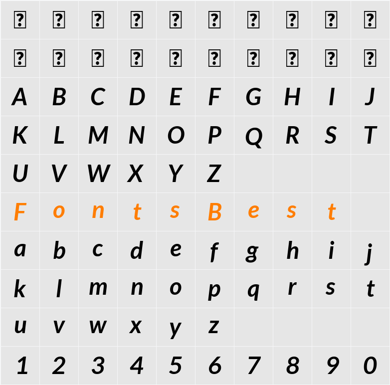 Lato Character Map