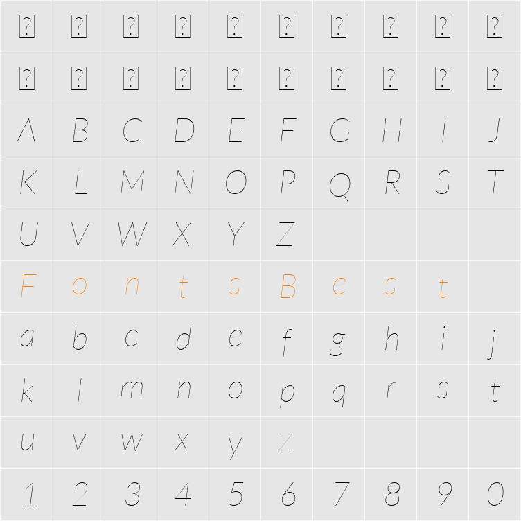 Lato Hairline Character Map