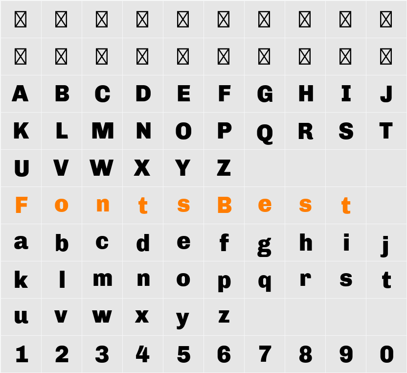 Chivo Black Character Map