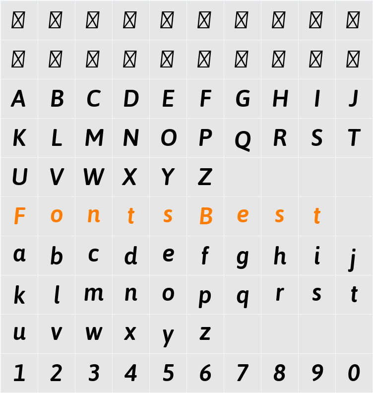 Asap Medium Character Map