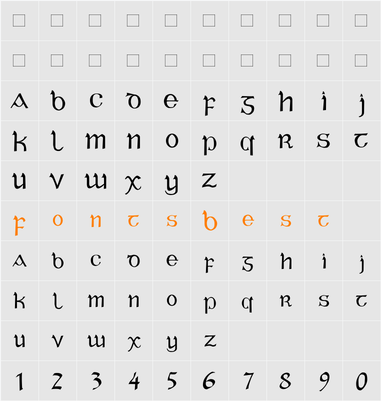 Celtic Gaelige Character Map