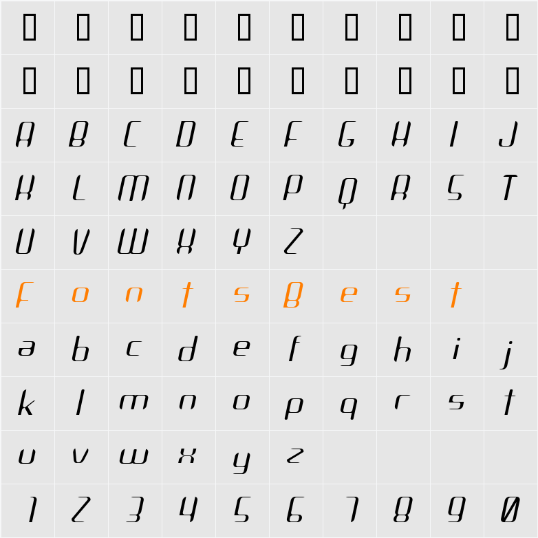 Arbeka Character Map