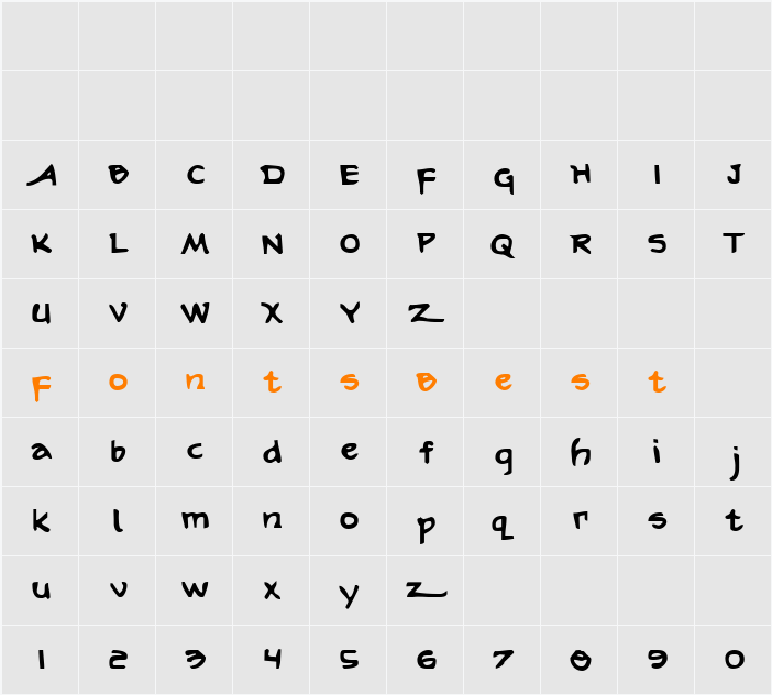 Arilon Bold Character Map