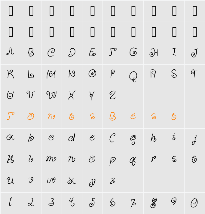 CurlyCuties Character Map