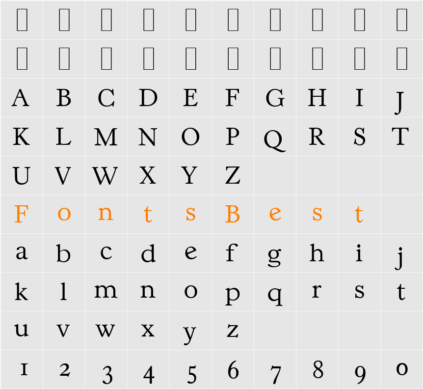 CasablancaSerial-Xlight Character Map