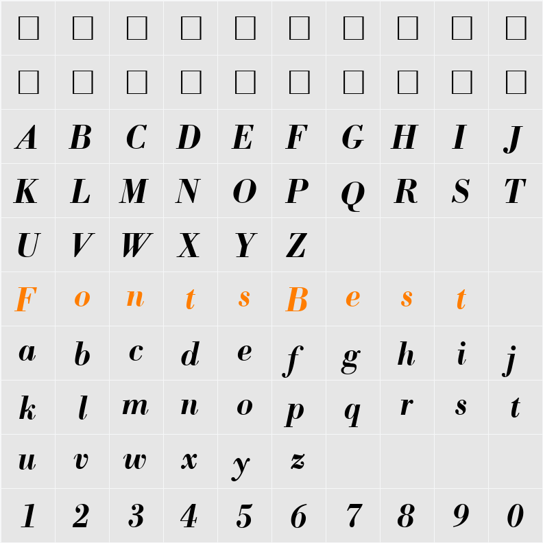 ModernBodoni Character Map