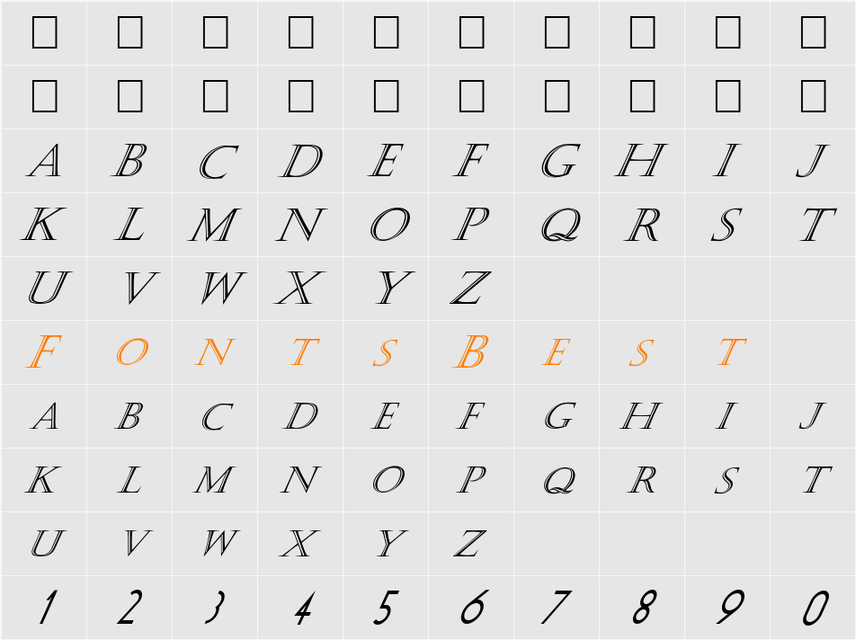 FZ OUTLINE 4 ITALIC Character Map