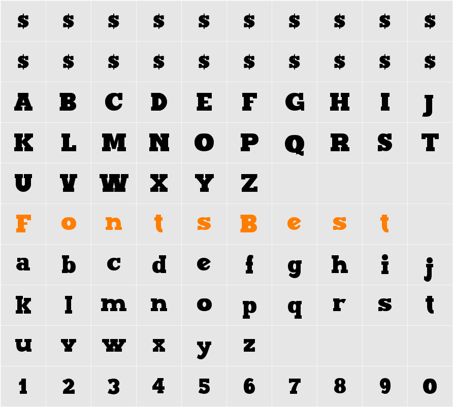 Maxxi Serif Character Map