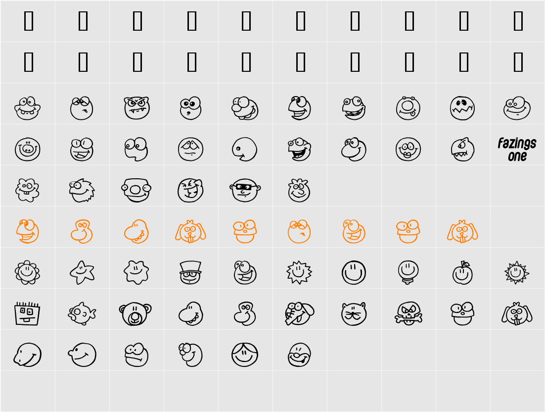 Fazings one Character Map