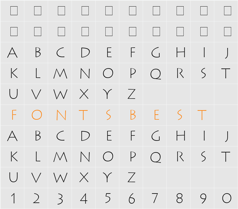 Austere Light SSi Character Map