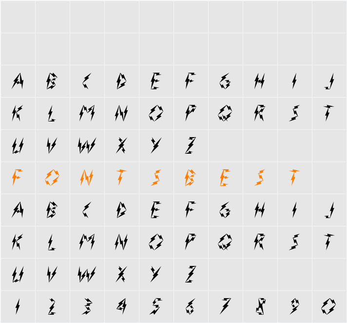 Inner Flasher Version 2.0 Character Map