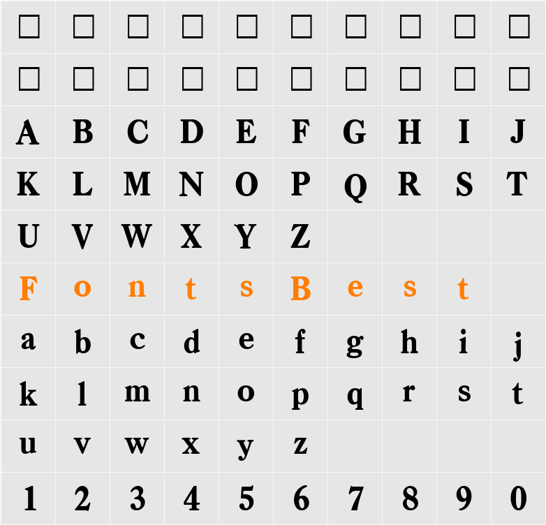 CasAdbold Character Map