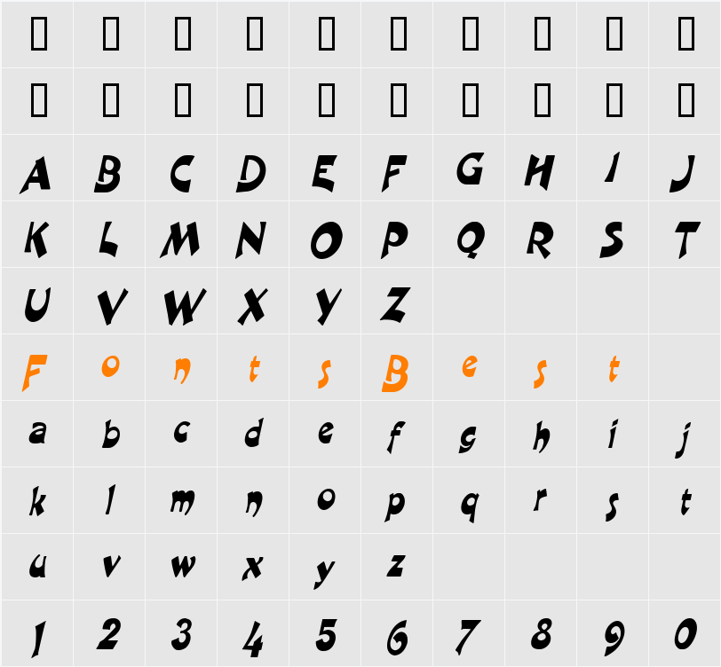 Crane-Condensed Character Map