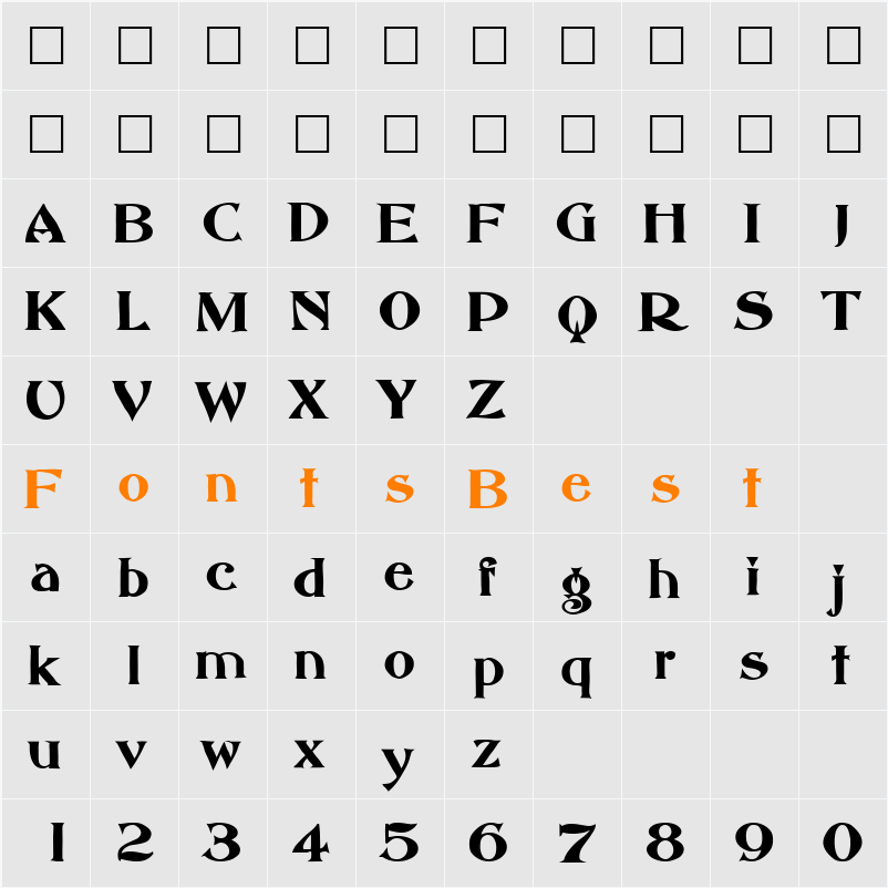 AbottOldStyle Character Map