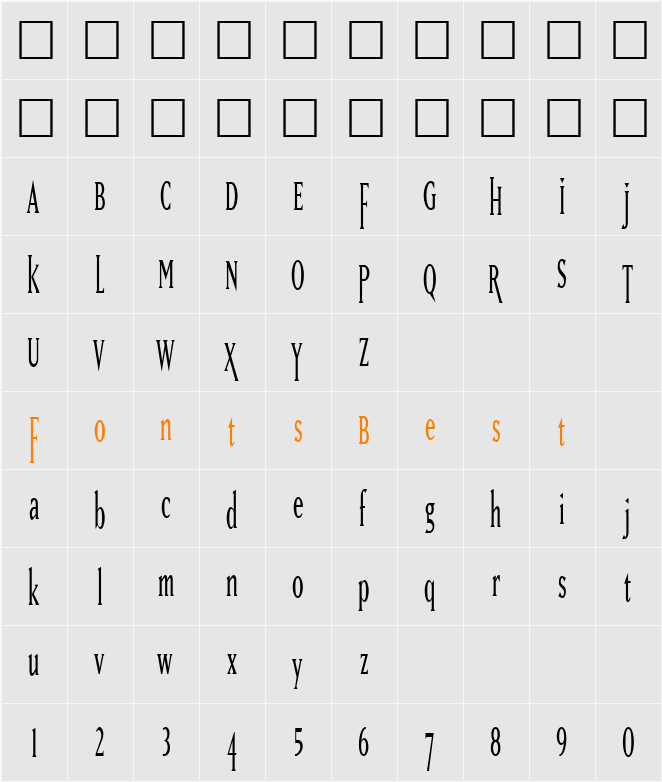 MatrixTallOldstyle Character Map