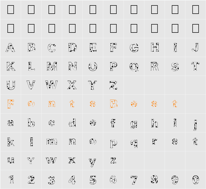 FZ ROMAN 37 SPOTTED Character Map