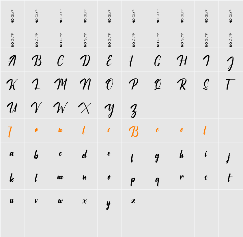 Maylika Calligraphy Character Map