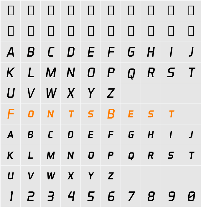 Aero Matics Display Character Map