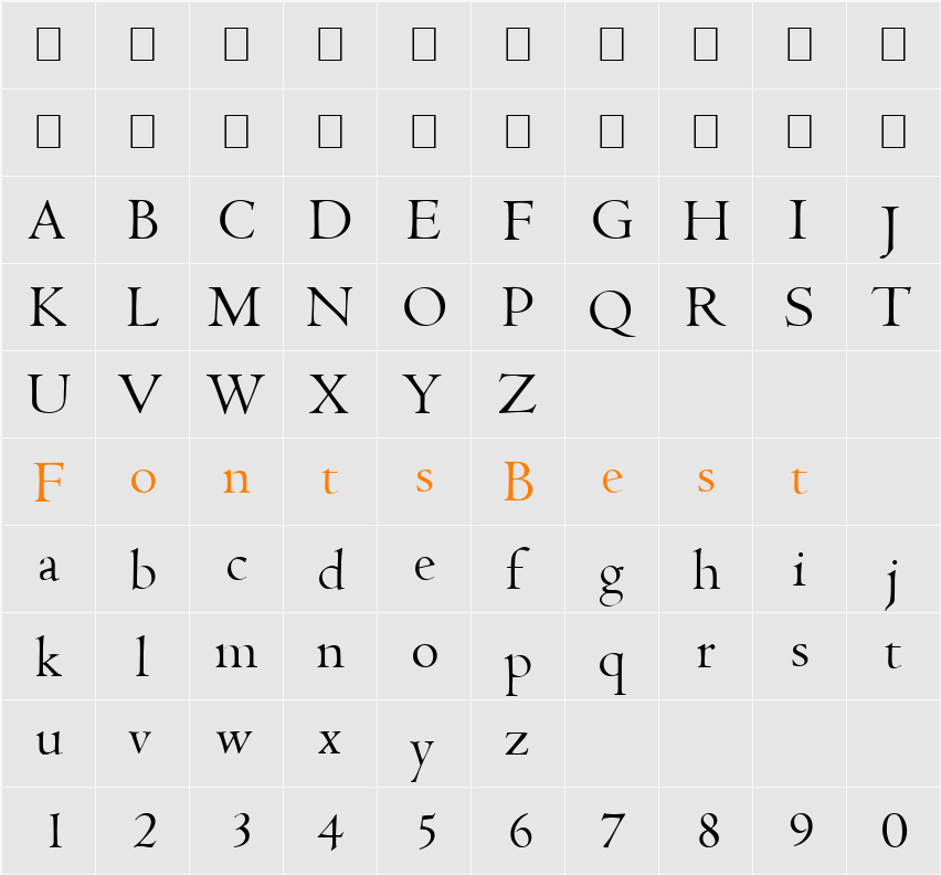 Cambridge-Serial-Light Character Map