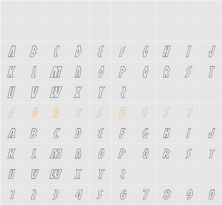 Antikythera Outline Italic Character Map