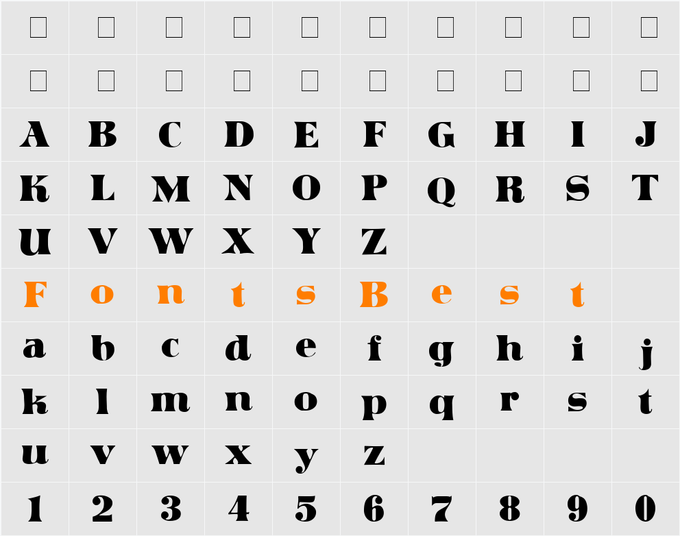 Articula Display SSi Character Map