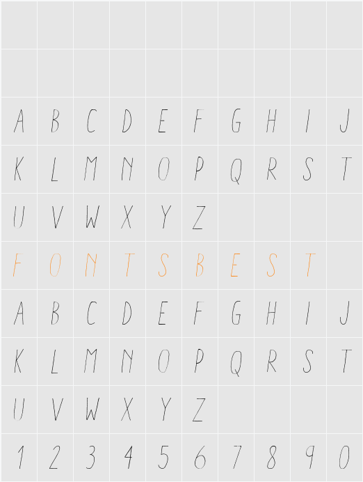 Aracne Condensed Light Italic Character Map