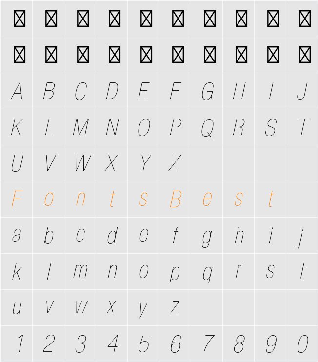 HelveticaNeueLT Std UltLt Cn Character Map