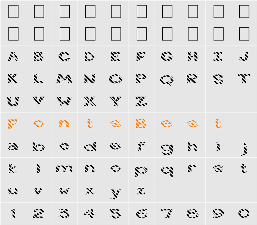 FZ JAZZY 7 STRIPED EX Character Map